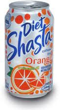 SHASTA COLA Soft Drink Soda cans 355mls - DIET ORANGE