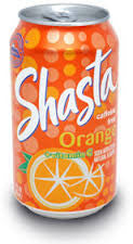 SHASTA COLA Soft Drink Soda cans 355mls - ORANGE FLAVOUR